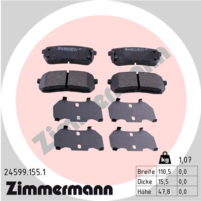 Комплект гальмівних накладок, дискове гальмо   24599.155.1   ZIMMERMANN