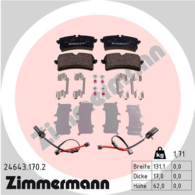 Комплект тормозных колодок, дисковый тормоз   24643.170.2   ZIMMERMANN