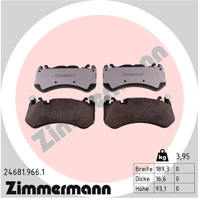 Комплект тормозных колодок, дисковый тормоз   24681.966.1   ZIMMERMANN