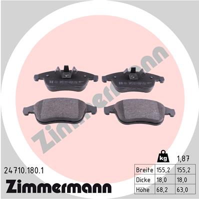 Комплект тормозных колодок, дисковый тормоз   24710.180.1   ZIMMERMANN