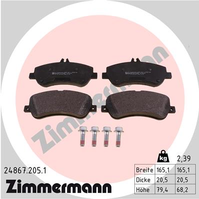 Комплект гальмівних накладок, дискове гальмо   24867.205.1   ZIMMERMANN