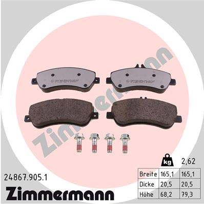 Комплект гальмівних накладок, дискове гальмо   24867.905.1   ZIMMERMANN