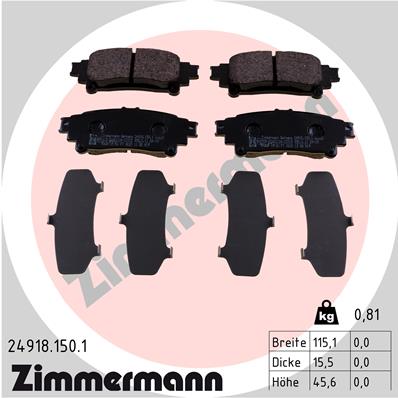 Комплект тормозных колодок, дисковый тормоз   24918.150.1   ZIMMERMANN