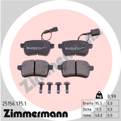 Комплект тормозных колодок, дисковый тормоз   25156.175.1   ZIMMERMANN