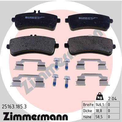 Комплект тормозных колодок, дисковый тормоз   25163.185.3   ZIMMERMANN