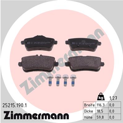 Комплект тормозных колодок, дисковый тормоз   25215.190.1   ZIMMERMANN