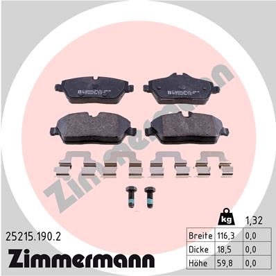 Комплект тормозных колодок, дисковый тормоз   25215.190.2   ZIMMERMANN