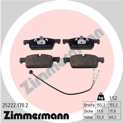 Комплект гальмівних накладок, дискове гальмо   25222.170.2   ZIMMERMANN