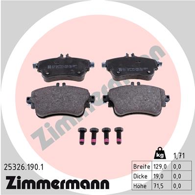 Комплект тормозных колодок, дисковый тормоз   25326.190.1   ZIMMERMANN