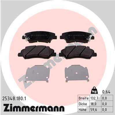 Комплект гальмівних накладок, дискове гальмо   25348.180.1   ZIMMERMANN