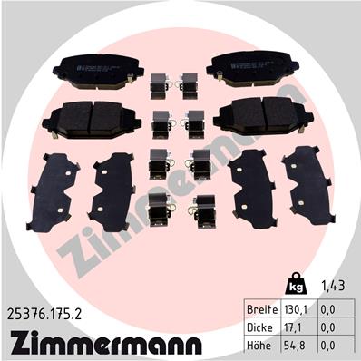 Комплект гальмівних накладок, дискове гальмо   25376.175.2   ZIMMERMANN