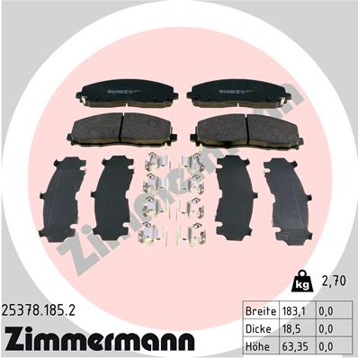 Комплект гальмівних накладок, дискове гальмо   25378.185.2   ZIMMERMANN