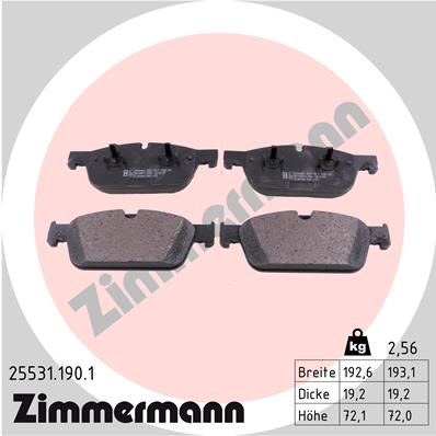 Комплект тормозных колодок, дисковый тормоз   25531.190.1   ZIMMERMANN