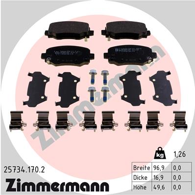 Комплект гальмівних накладок, дискове гальмо   25734.170.2   ZIMMERMANN