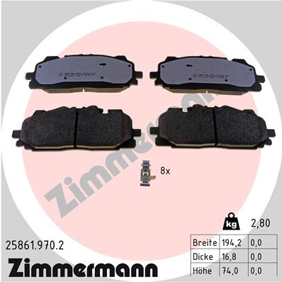 Комплект гальмівних накладок, дискове гальмо   25861.970.2   ZIMMERMANN