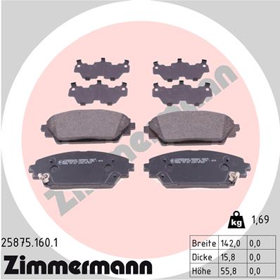 Комплект тормозных колодок, дисковый тормоз   25875.160.1   ZIMMERMANN