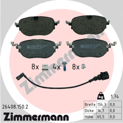 Комплект тормозных колодок, дисковый тормоз   26408.150.2   ZIMMERMANN