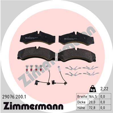 Комплект тормозных колодок, дисковый тормоз   29076.200.1   ZIMMERMANN