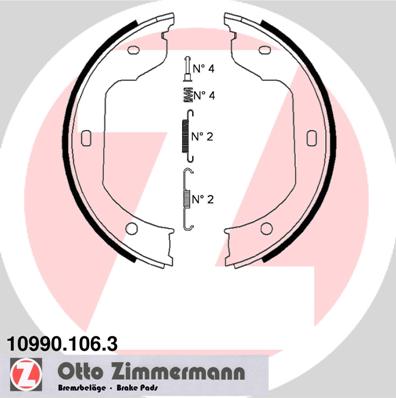 Комплект гальмівних колодок, стоянкове гальмо   10990.106.3   ZIMMERMANN