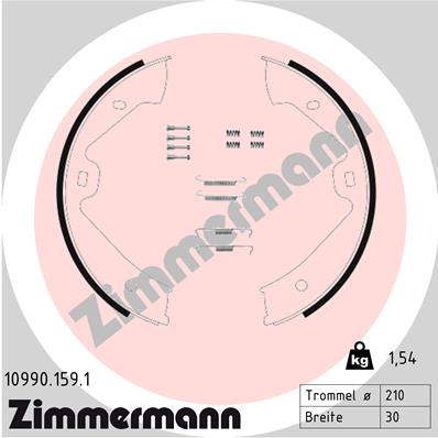 Комплект гальмівних колодок, стоянкове гальмо   10990.159.1   ZIMMERMANN