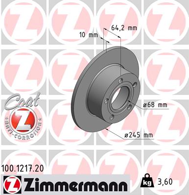 Тормозной диск   100.1217.20   ZIMMERMANN