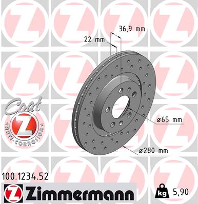 Тормозной диск   100.1234.52   ZIMMERMANN