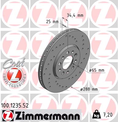 Тормозной диск   100.1235.52   ZIMMERMANN