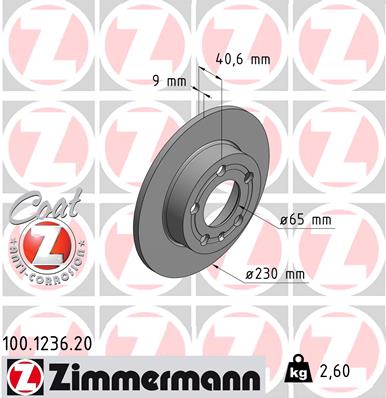 Тормозной диск   100.1236.20   ZIMMERMANN