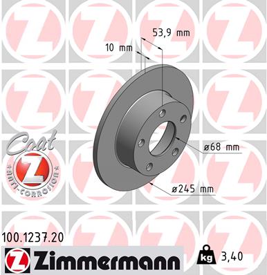 Тормозной диск   100.1237.20   ZIMMERMANN