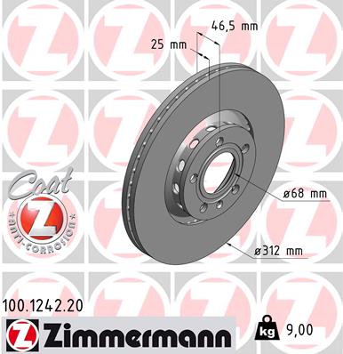 Тормозной диск   100.1242.20   ZIMMERMANN