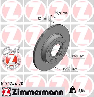 Тормозной диск   100.1244.20   ZIMMERMANN