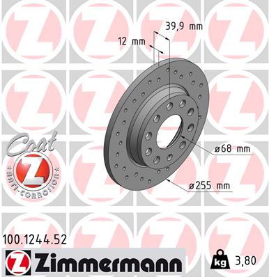 Тормозной диск   100.1244.52   ZIMMERMANN