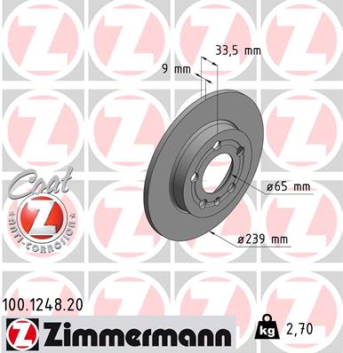 Тормозной диск   100.1248.20   ZIMMERMANN