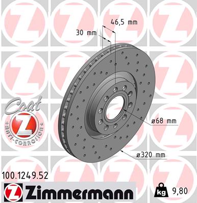 Тормозной диск   100.1249.52   ZIMMERMANN