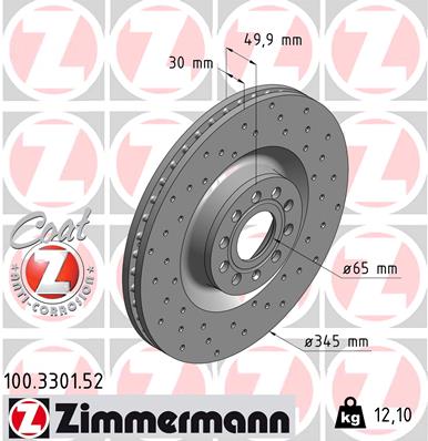 Тормозной диск   100.3301.52   ZIMMERMANN