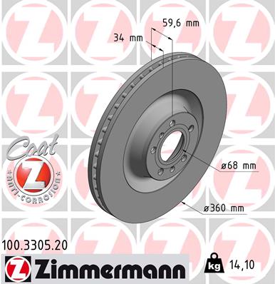 Тормозной диск   100.3305.20   ZIMMERMANN