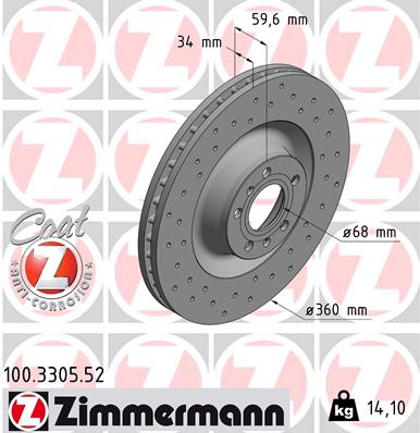 Тормозной диск   100.3305.52   ZIMMERMANN