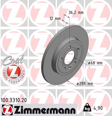 Тормозной диск   100.3310.20   ZIMMERMANN