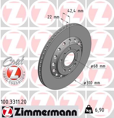 Тормозной диск   100.3311.20   ZIMMERMANN