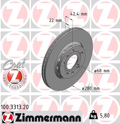 Тормозной диск   100.3313.20   ZIMMERMANN