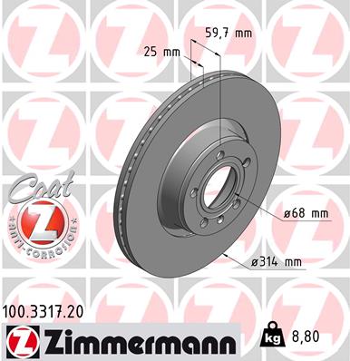 Тормозной диск   100.3317.20   ZIMMERMANN