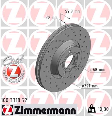 Тормозной диск   100.3318.52   ZIMMERMANN