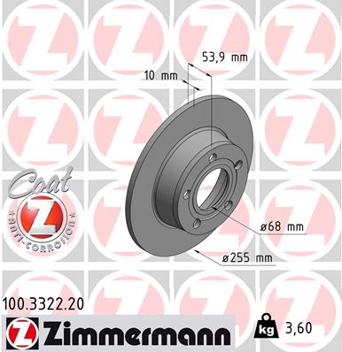 Гальмівний диск   100.3322.20   ZIMMERMANN