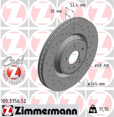 Тормозной диск   100.3356.52   ZIMMERMANN