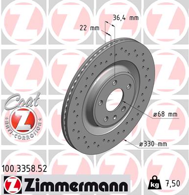 Тормозной диск   100.3358.52   ZIMMERMANN