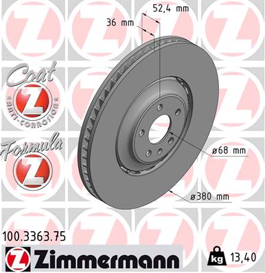 Тормозной диск   100.3363.75   ZIMMERMANN