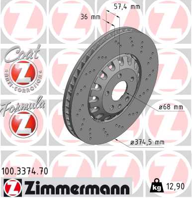 Гальмівний диск   100.3374.70   ZIMMERMANN