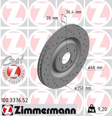 Тормозной диск   100.3376.52   ZIMMERMANN