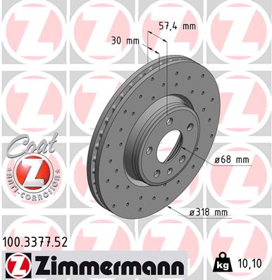 Тормозной диск   100.3377.52   ZIMMERMANN