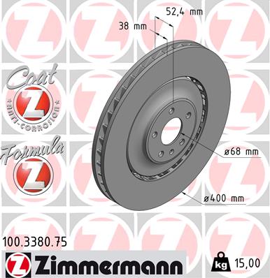 Тормозной диск   100.3380.75   ZIMMERMANN